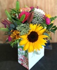 Aquapack flower arrangement in a gift bag - click to enlarge